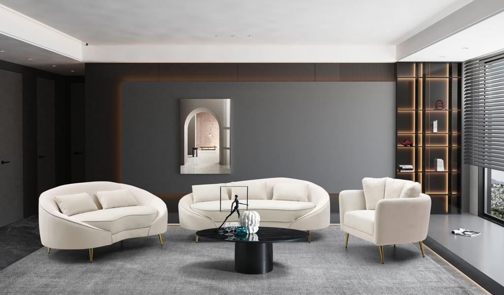 Sofa 3 Seaters Oslo With Cushions Cream Cm 185X84X68