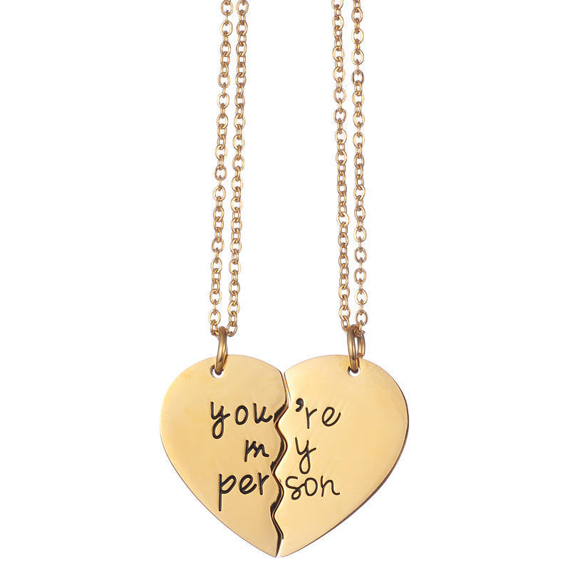 Stainless Steel Heart-Shaped Couple Necklace You Are My Person Necklace