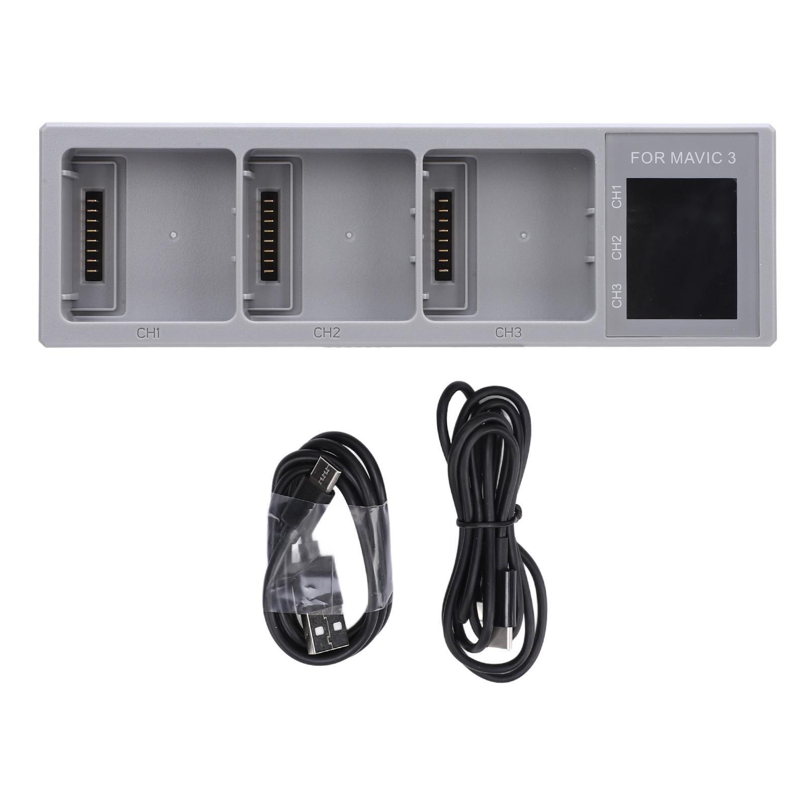 

Drone 3 Battery Charger Hub ABS USB Тристороння зарядна станція для дронів з цифровим дисплеєм
