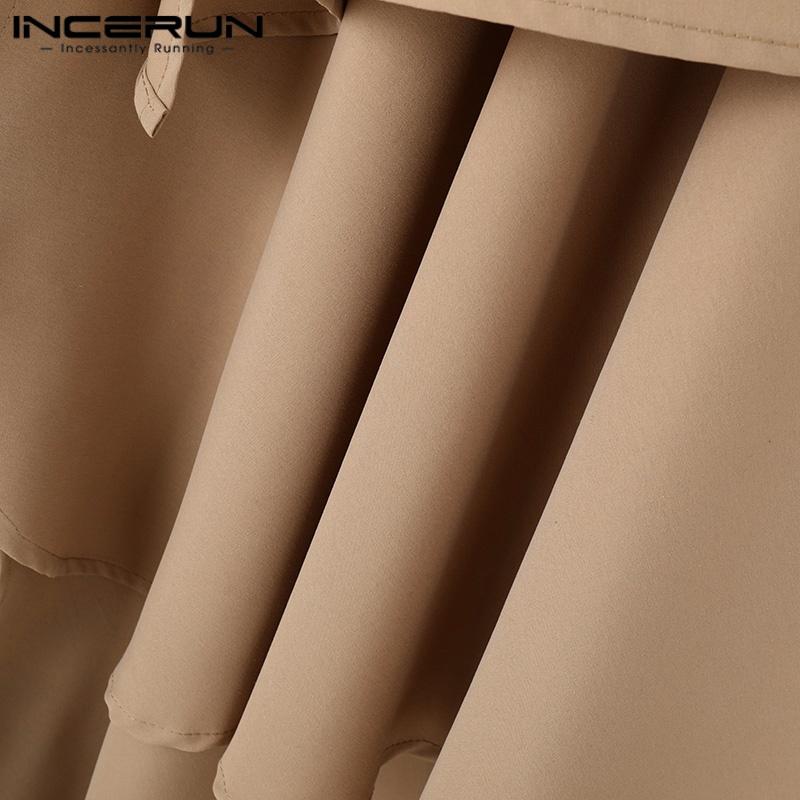 INCERUN Men Lapel Neck Long Sleeve Irregular Ruffled Layers Splits Casual Long Blazer