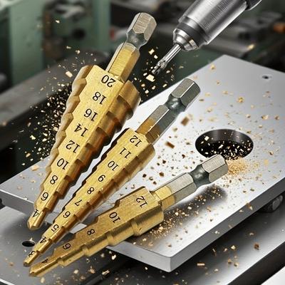 3pcs HSS Cobalt Step Drill Bit Set Multiple Hole 50 Sizes High-Speed Steel with Black Oxide for Drilling Metal Wood Plastic with Bonus Storage Case