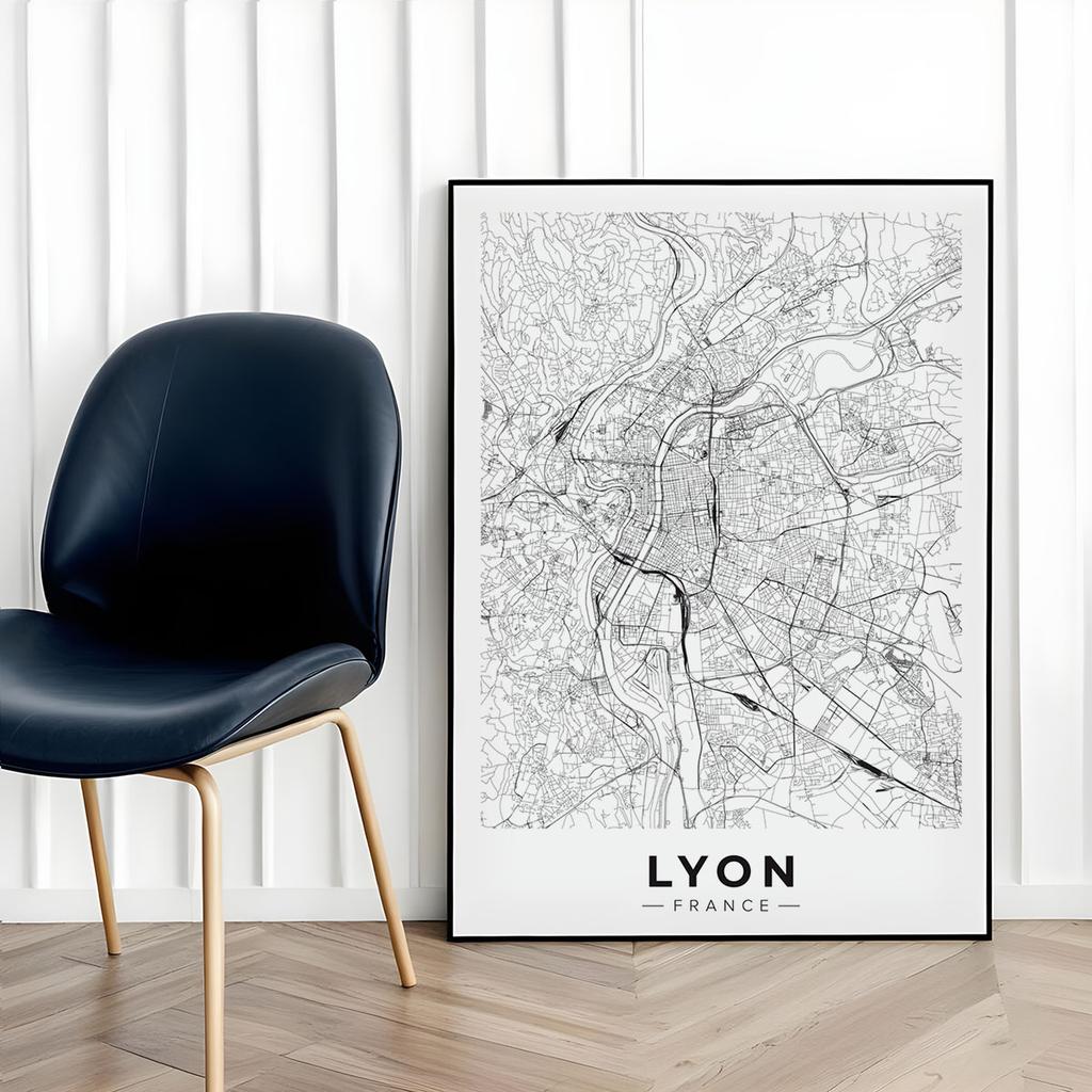 Poster Lyon City Map In a Frame