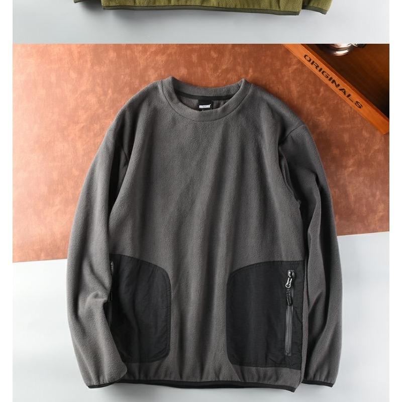 Jednobarevná polární fleecová zateplená pánská fleecová sportovní ležérní pulovrová mikina