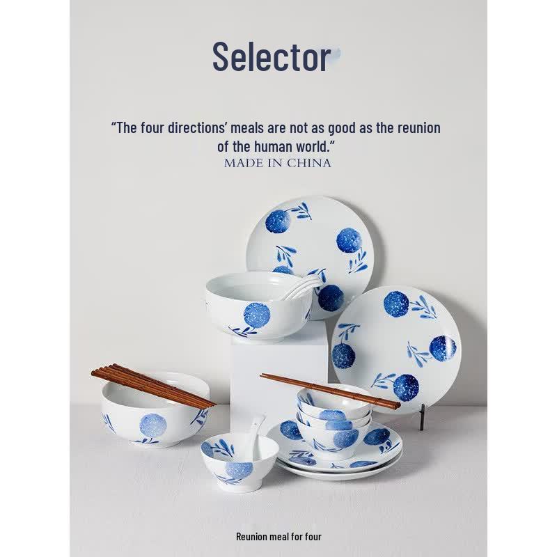 Tuanyuan Yuan Jingdezhen Underglaze 18-Piece Dinnerware Set