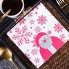Pink and White Santa Claus Snowflake Print Christmas Napkins for Hotel and Restaurant Use