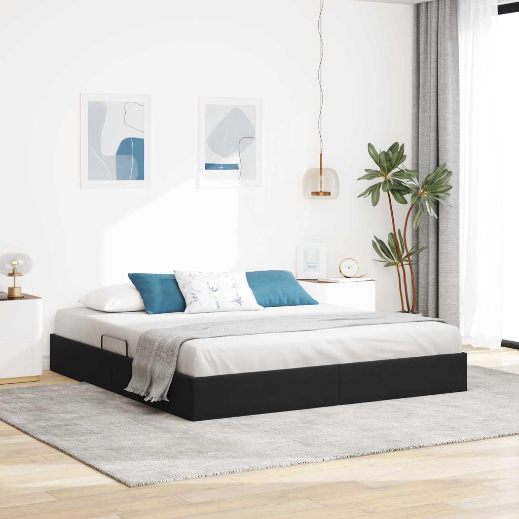 Ottoman Bed Frame with Storage Black 160 x 200 cm Velvet