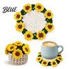 Handwoven Tea Cup Coasters Crochet Flower Bouquet Coaster Handmade Knit Rose Mug Mat Transforms Into Bouquet 2-in-1 Botanical Room Decoration Drink