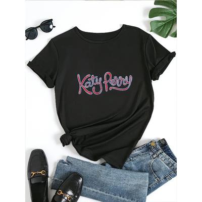 T-shirt Casual da Donna Girocollo Manica Corta Primavera Estate Top per Uso Quotidiano