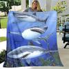 Cartoon-colored shark digital-printed polyester Bedroom velvet flannel cover blanket Fleece soft sofa cover blankets for beds