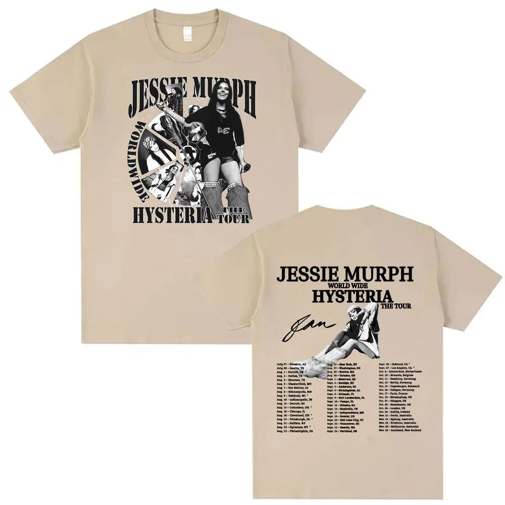 Jessie Murph Hysteria Tour Graphic Print T-shirt Music Sad Girl Concert Women Trendy Oversized Hip Hop High Street T-shirt