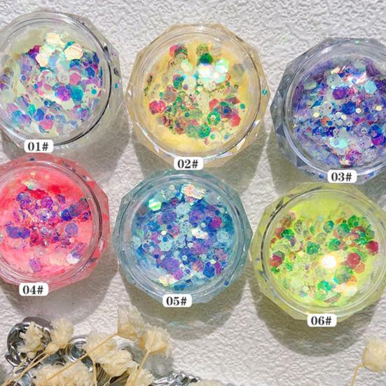 Yousheng 1 Box Luminous Nail Sequins Women Fluorescent Nail Glitter Flake Nails Art Decoration Manicure Accessories for Home Use