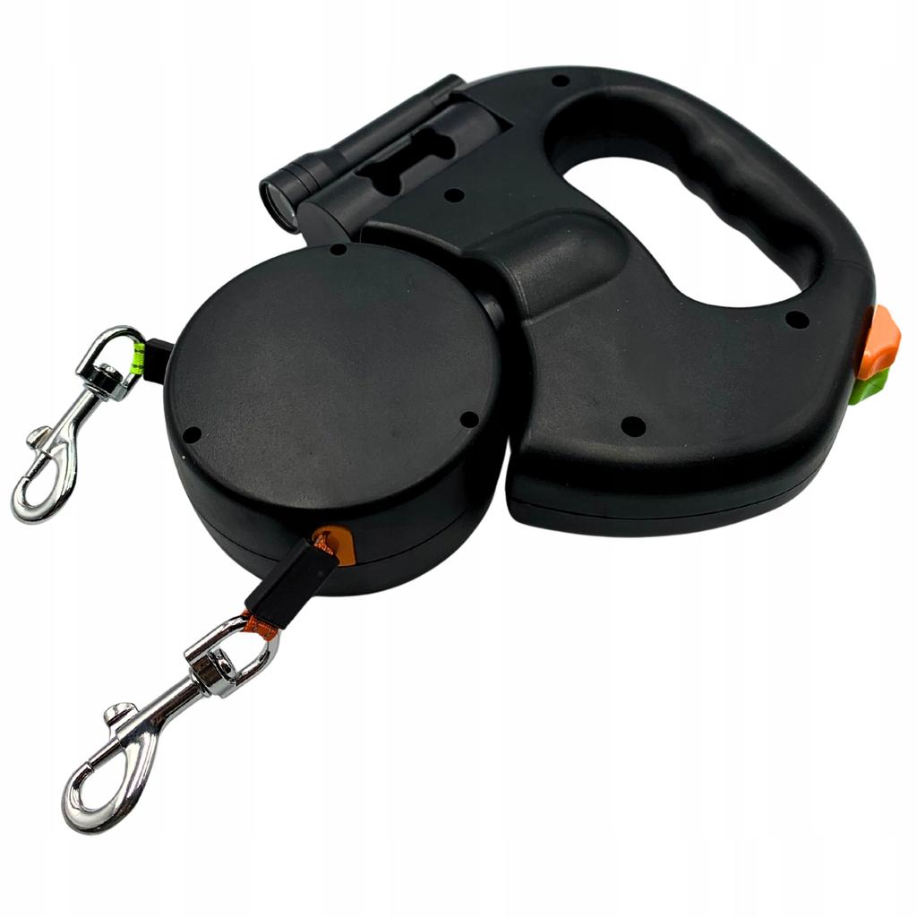 3M Double Automatic Leash For Two Dogs With Flashlight Solid Tape