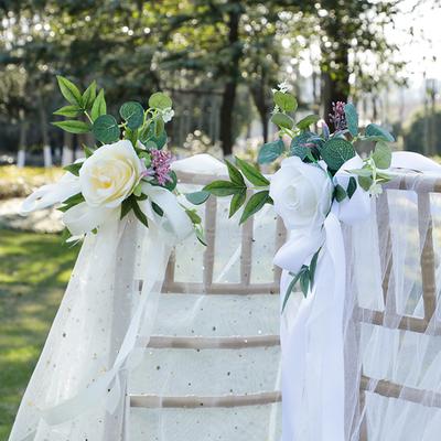 Blomsterbukett Konstgjorda Blommor För Bröllopsstol Ryggdekoration Fotorekvisita