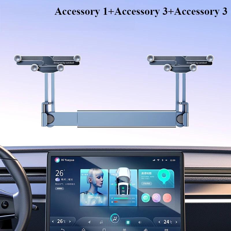Oatsbasf Dual-position Car Screen Phone Holder Stand Aluminum Adjustable for Tesla Model 3 Highland Y Universal Car Accessories