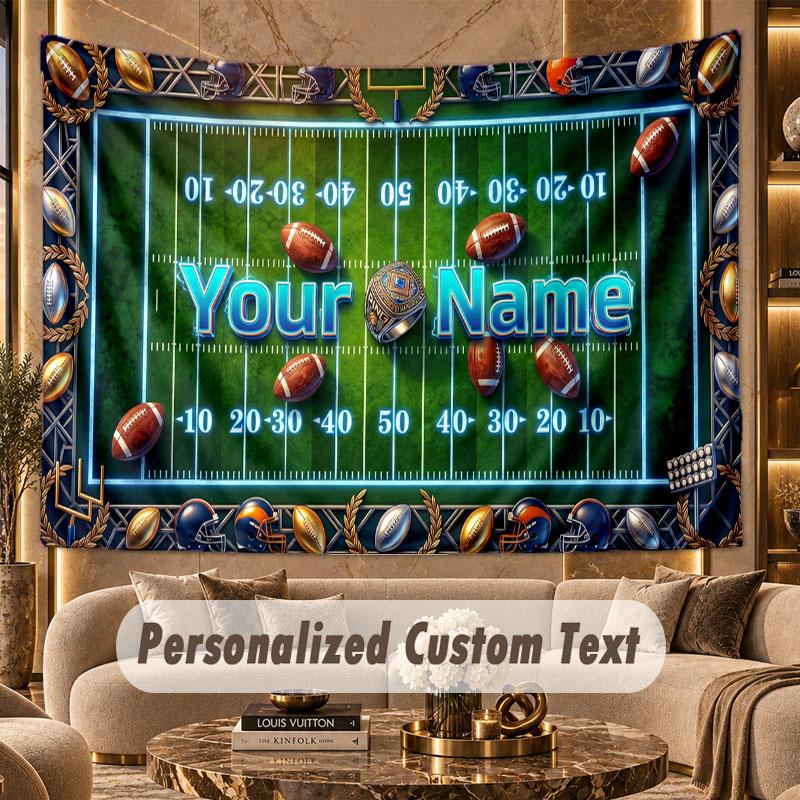 American Football (72) Theme Wall Tapestry Customized With Name Text Personalized Hanging Tapestry For Bedroom Living Room Decor