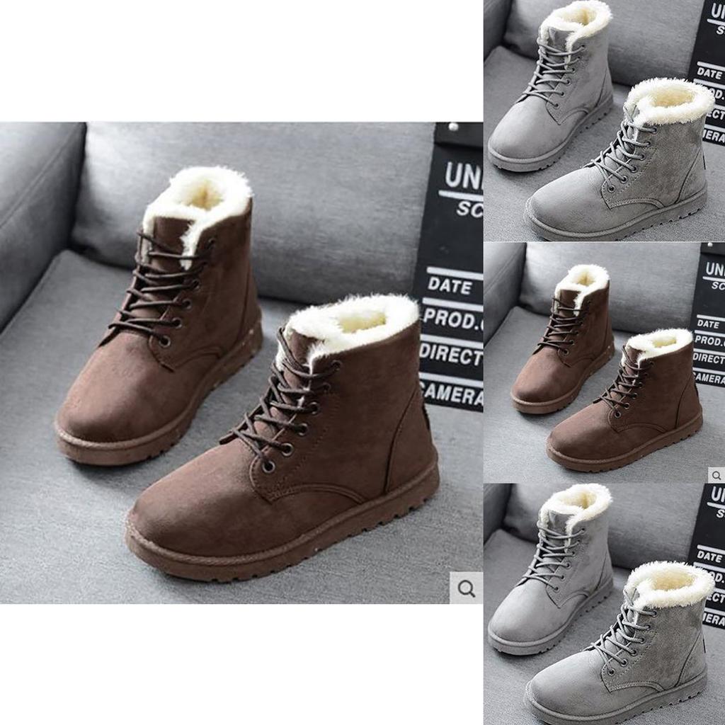 Cozy And Stylish Women's Faux Suede Fur Lined Winter Ankle Snow Boots