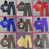Unisex Oversize'owy Zestaw Bluzy z Kapturem z Nadrukiem Litery Pufka Streetwear Casualowy Dres Nastolatki Dorośli