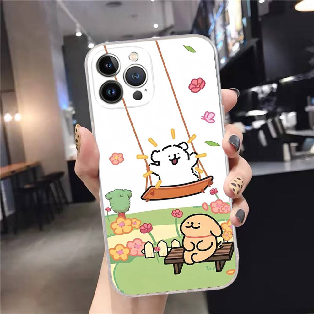 

1pc Cute Cartoon Line Dog Maltese Phone Case For IPhone 17 16 15 14 11 12 13 Mini Pro XS Max Plus Funda Shell iPhone 15 pro