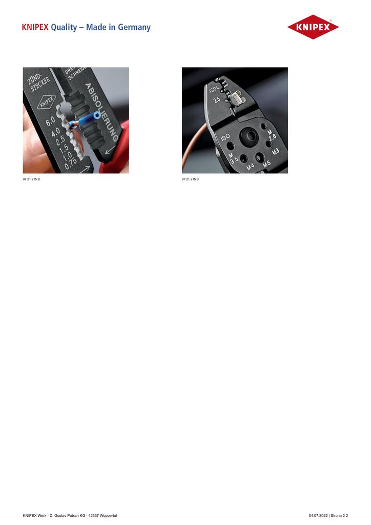 Crimping Pliers For Cable Connectors 0.5-2.5 Mm - Kn 97 21 21B