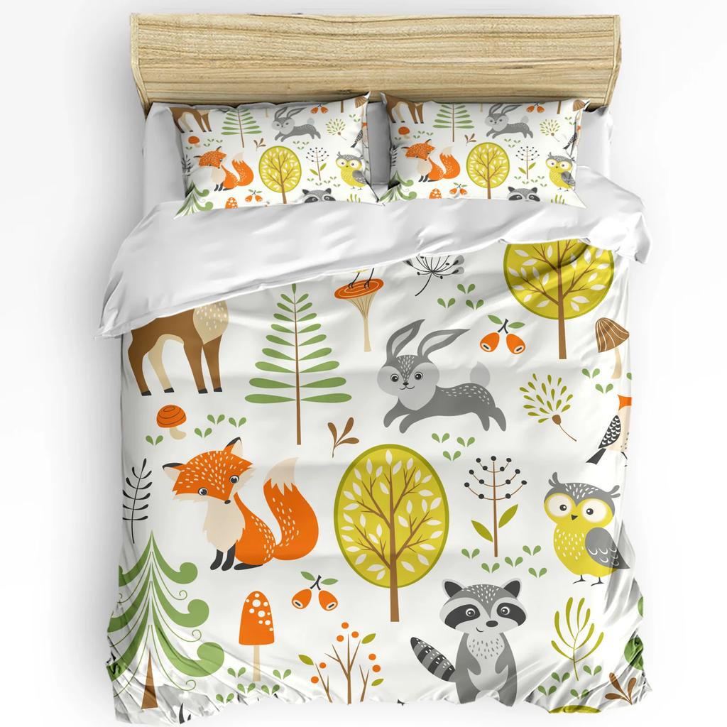 Christmas Cartoon Owl Duvet Cover Bed Bedding Set For Double Home Textile Quilt Cover Pillowcases Bedroom Bedding Set (No Sheet)