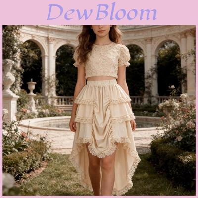 European Renaissance Vintage Skirt With Lace Trim For Cosplay And Stage Performances