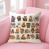 Cartoon Cute Capybara Cushion Cover Natural Linen Pillow Case DoubleSided Print Decorative Sofa Pillowcase Home Decor Gift