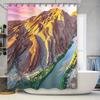 Nature Mountain River Landscape Shower Curtain Forest Waterfall Scenic Backdrop Home Decor Waterproof Bathroom Curtains Artistic