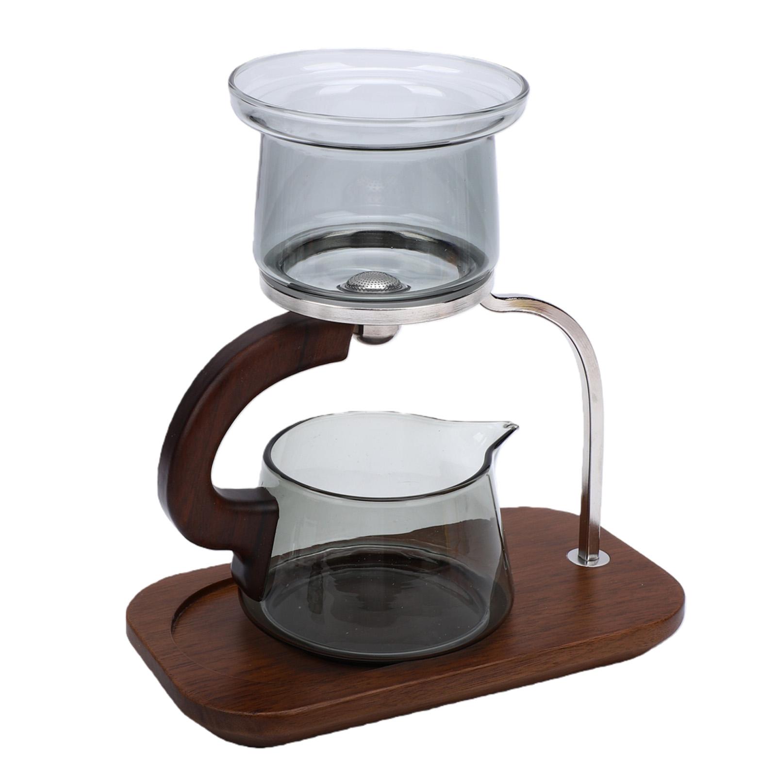 Teapot Set Water Separation Infuser Fairness Cup Tea Brewing Kit High Borosilicate Glass   Wood Handle Smoky Gray