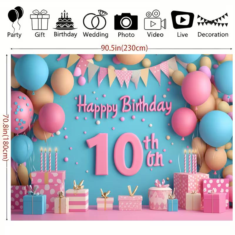 2D 8th Birthday Party Backdrop Diamond Crown Cake Gift Design