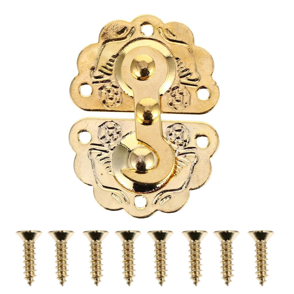 5Pcs Retro Wooden Cabinet Lock Buckle Alloy Metal Hasp for Packing Box Door Furniture Storage Cabinet Box Lock Buckle