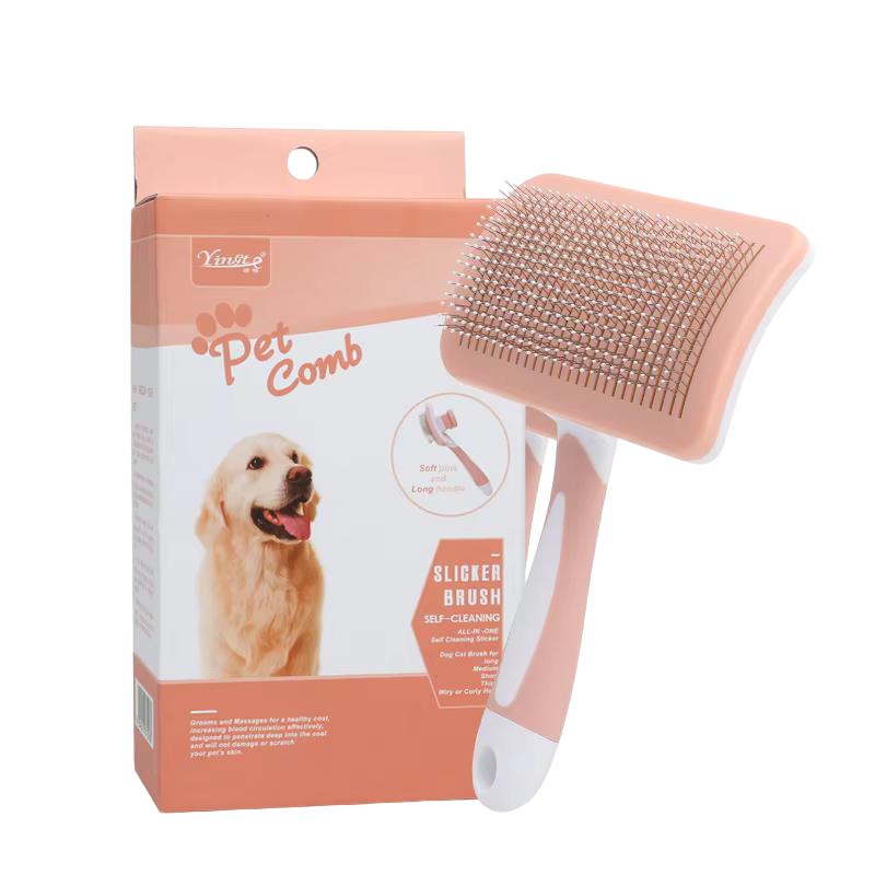 Curved Needle Design Anti Scratch Pet Slicker Brush Asy Clean Deshedding Tool Ergonomic cat Brush for Long Hair Pets
