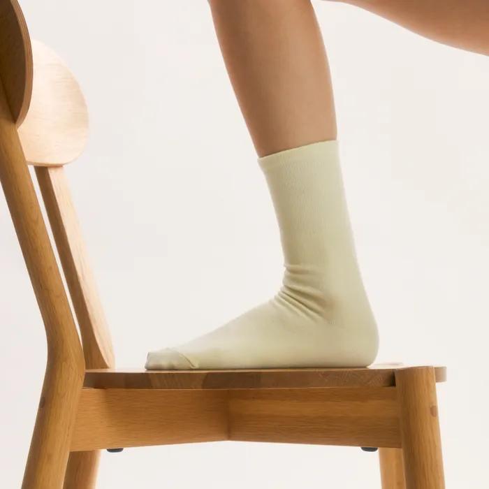 Pale Lemon Solid Color Long Socks