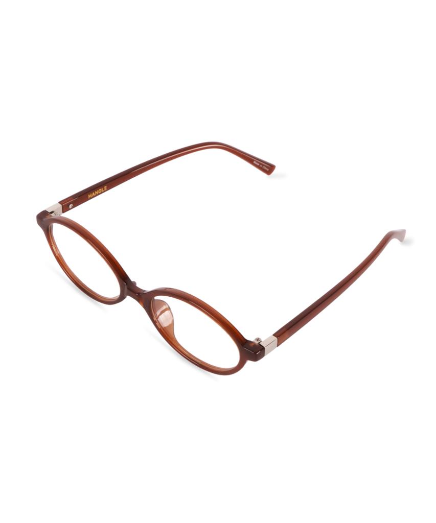 Hangeul [Blue Light Blocking] Geek Chic Oval Brown