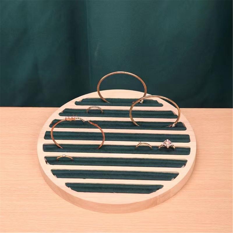 Compact Wooden Ring Earring Bracelet Organizers Plate Sturdy Countertop Display Stand Practical Rings Storage Holder