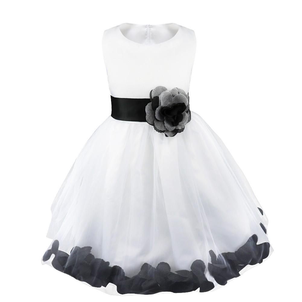Infant Kids Girls Princess Flower Petals Tulle Formal Wedding Pageant Dress Knee Length