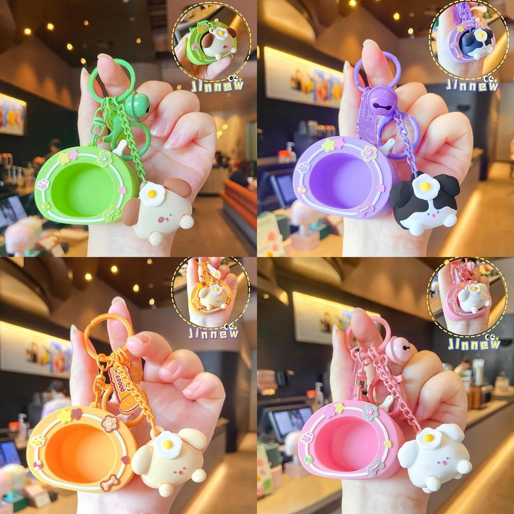 Poached Egg Dog Keychain With Resin Construction For Daily Use