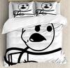 Humor Decor Queen Size Duvet Cover Cartoon Style Troll Face Guy with Popular Artful Facial Expression Soft Polyester Bedding Set