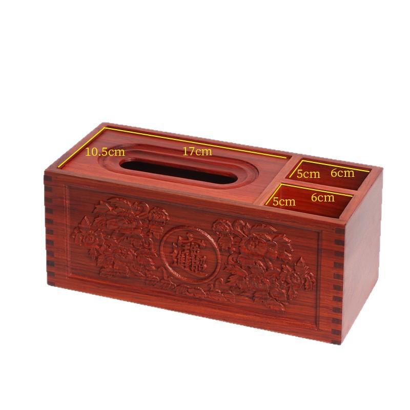 Retro Red Rosewood Wooden Tissue and Storage Box for Office, Hotel, Living/Dining Room