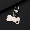 Hollow Pet Pendant Keychain with Metal Buckle - Customizable Bone Dog Tag for Engraving