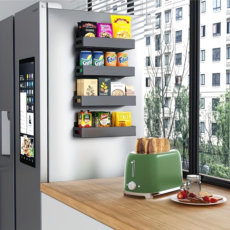 2pcs Magnetic Refrigerator Storage Rack - Non Drilling Side Storage Rack Suitable for Kitchens, Microwaves, and Washing Machines