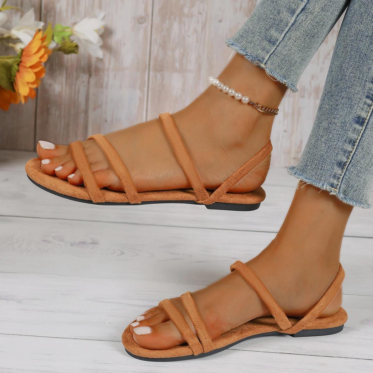 

Fashionable and Comfortable One-leash Outdoor Casual Sandals for Summer Round Toe Open Toe Elegant Beach Flat Sandals for Women 36 білий