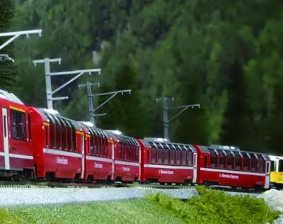 KATO N Gauge Rhaetian Railway Bernina Express New Logo Set 4 Cars Model Railroad Passenger Car Add-on 10-1656