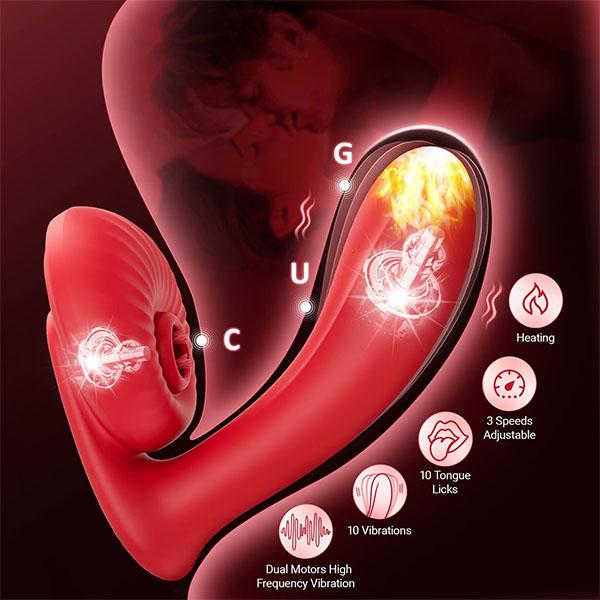 Wearable Vibrator 3IN1 App Female Sex Toy, G Spot Clitoral Nipple Vibrator, Tongue Licking Heating Sex Toy for Women