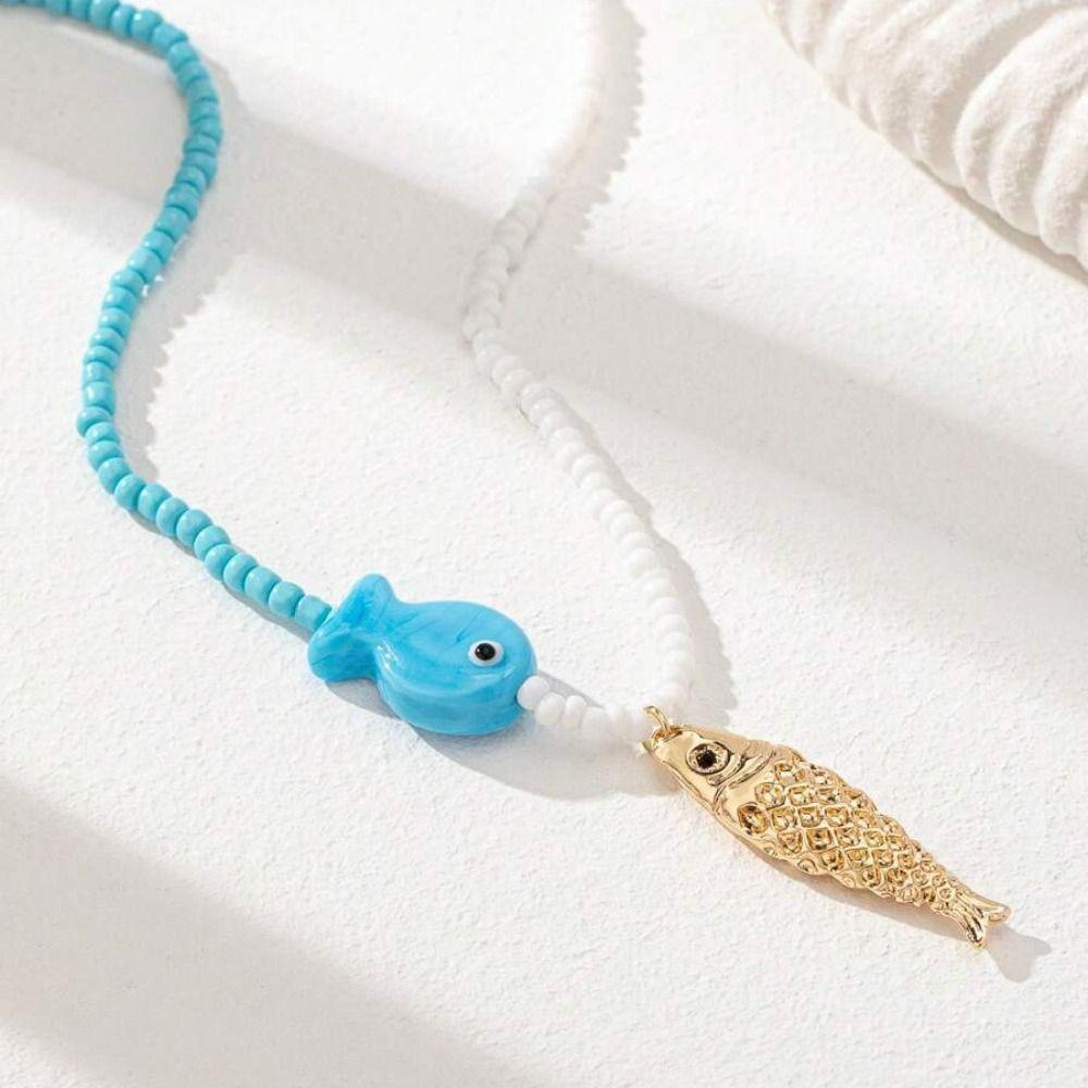 Ethnic Style Conch Fish Pendant Necklace Flower Ocean Series Necklace Nylon Rope Necklace  Women