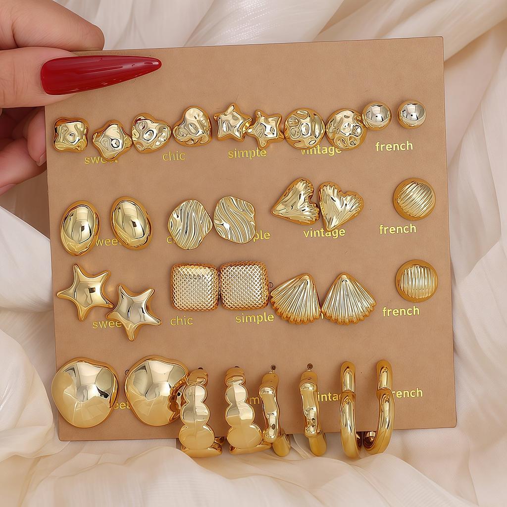 Mini Simple Stud Earrings Set Women's Flower Pearl Love Earrings Jewelry