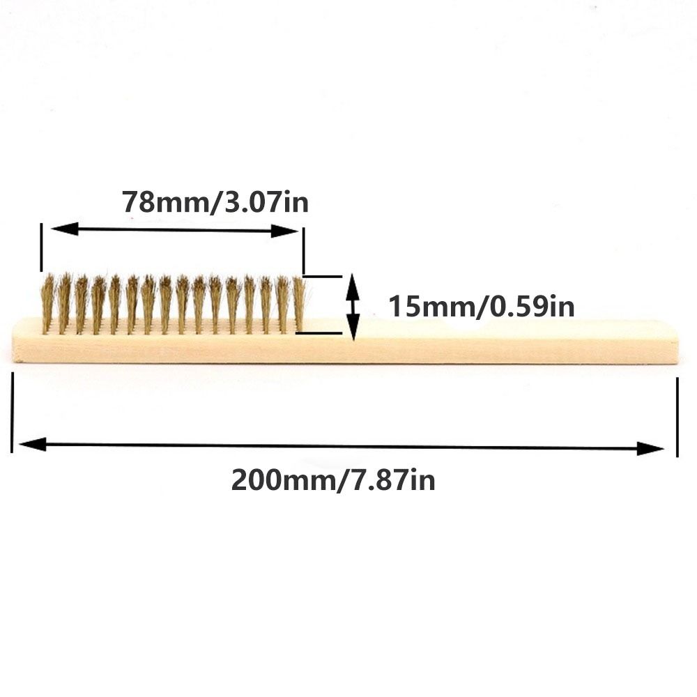 12pcs Wood Handle Wire Cleaning Brush Copper Wire Multi-Surface Cleaner  Industrial Use