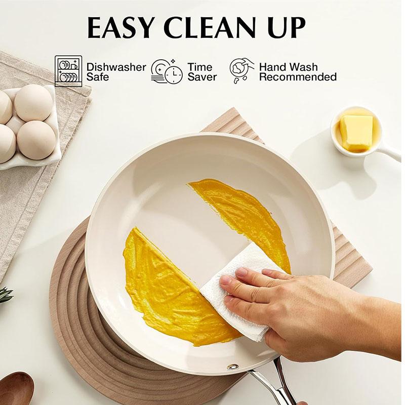 Nonstick Ceramic Frying Pan 8 Inch Omelet Pan Skillet Stainless Steel Handle Chef's Pan Induction Compatible Frying Pan