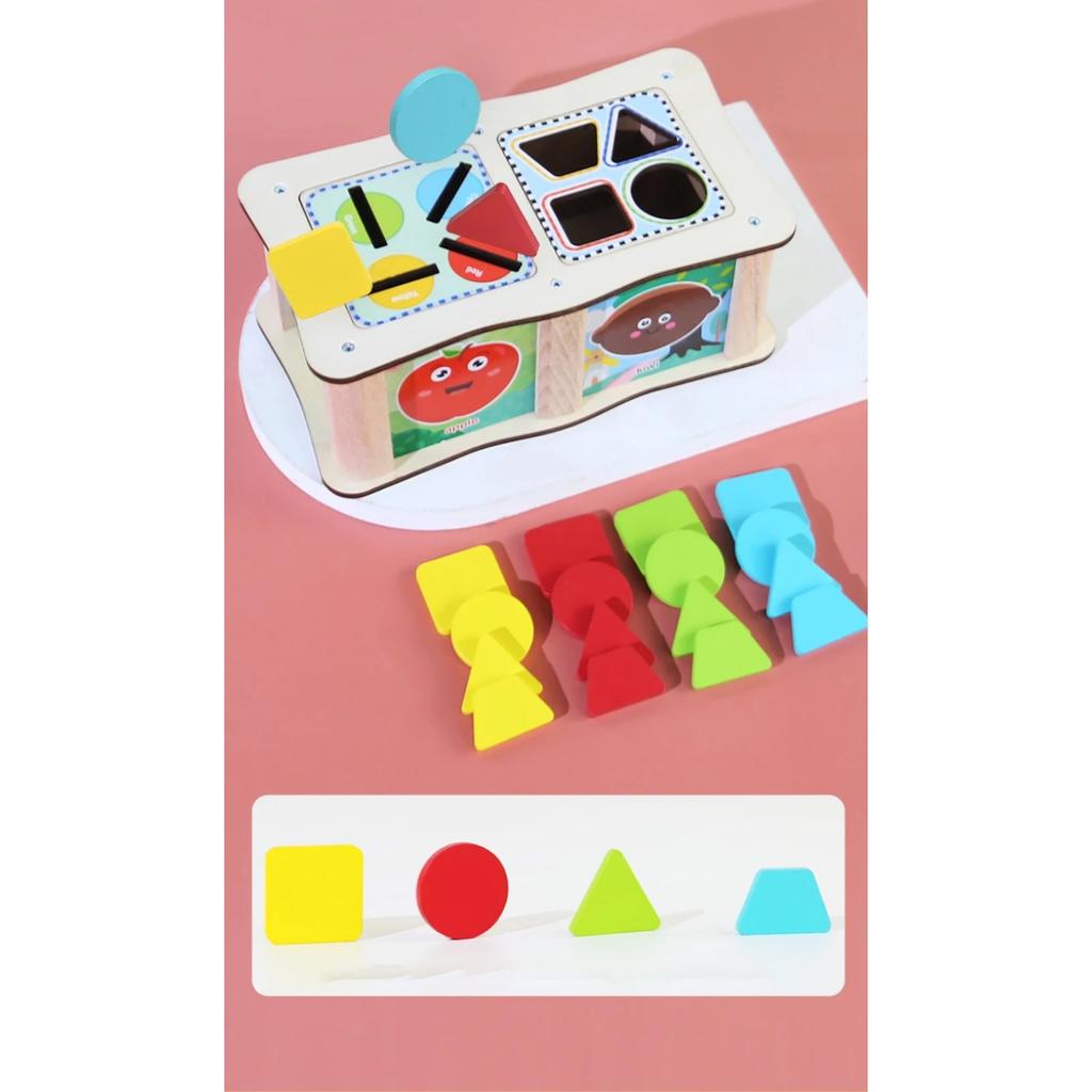 Montessori Color Shape Sorting Box Wooden Toys Color Shape Cognition Preschool Early Learning Educational Toys Gifts for Kids