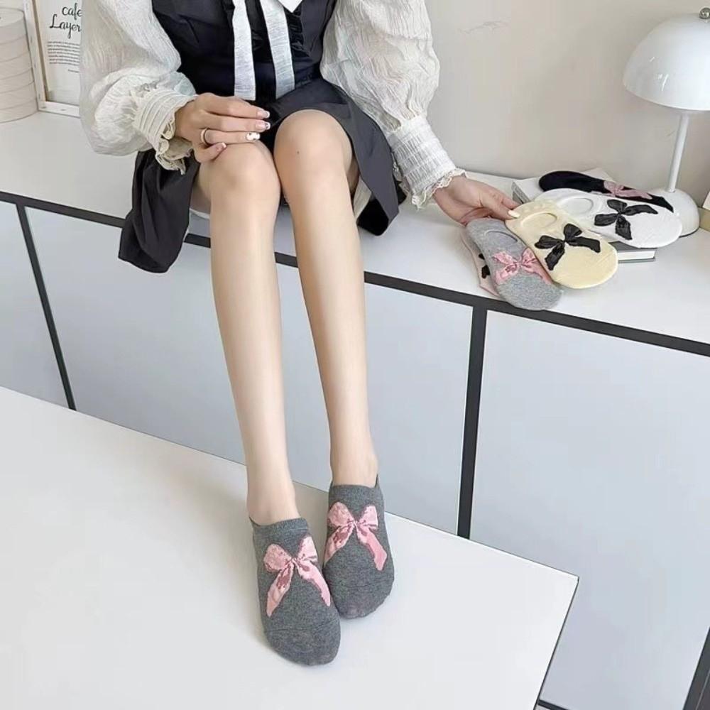 6 Pair Sweet Bow Socks Thin Ankle Socks Shallow Mouth Cotton Socks  Girl