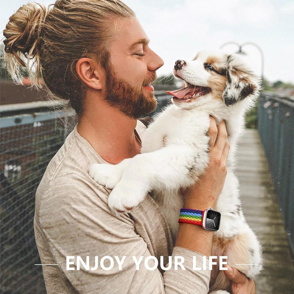 Elastische geflochtene Nylon-Uhrenarmbänder, Sport-Stretch Solo-Schlaufe Handgelenkband Kompatibel mit 38/40/41/42/44/45/46/49mm Smartwatch Herren Damen